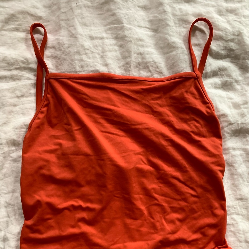 Madewell Square Neck Orange One-Piece Swimsuit